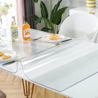 Скатерть на стол силиконовая 75×75 мм, толщина 1 мм, квадратная, жидкое гибкое стекло, ПВХ пленка прозрачная на кухню, в рулоне, без рисунка